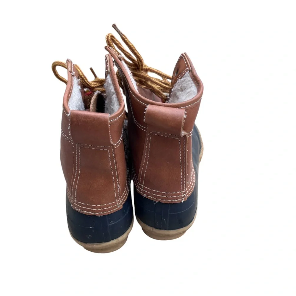 Women’s Sz10 Black & Brown Duck Boots Waterproof Rubber Snow & Ice Fleece Lined - Picture 4 of 7